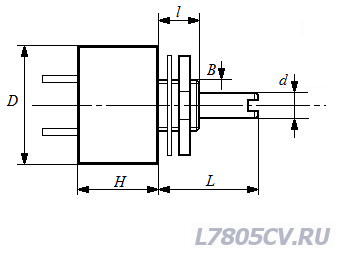 Резистор переменный СП4-2Мб размеры